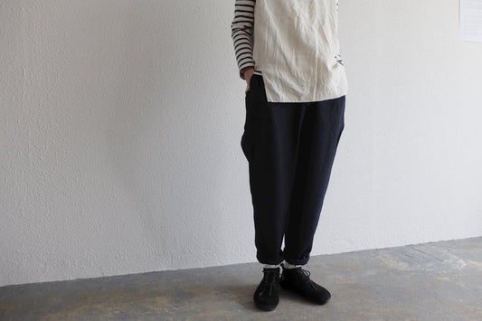 MITTAN / 亜麻苧麻ロングパンツ 濃紺 PT-91 / unisex