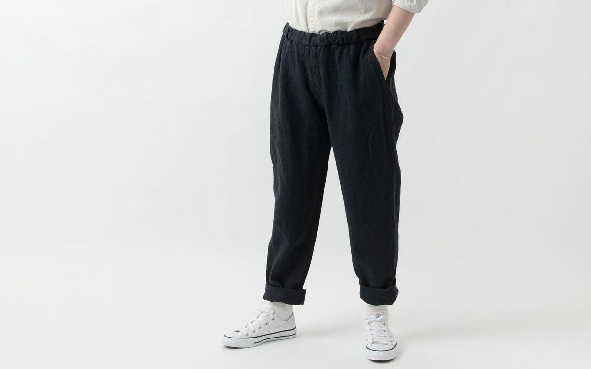 MITTAN / 亜麻苧麻ロングパンツ 濃緑 PT-91 / unisex