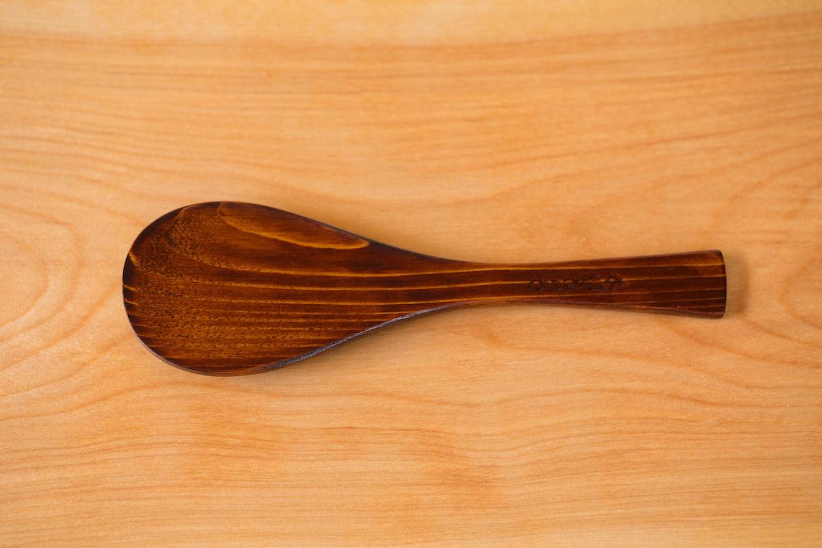 木曽ひのきの杓文字 拭き漆｜21cm