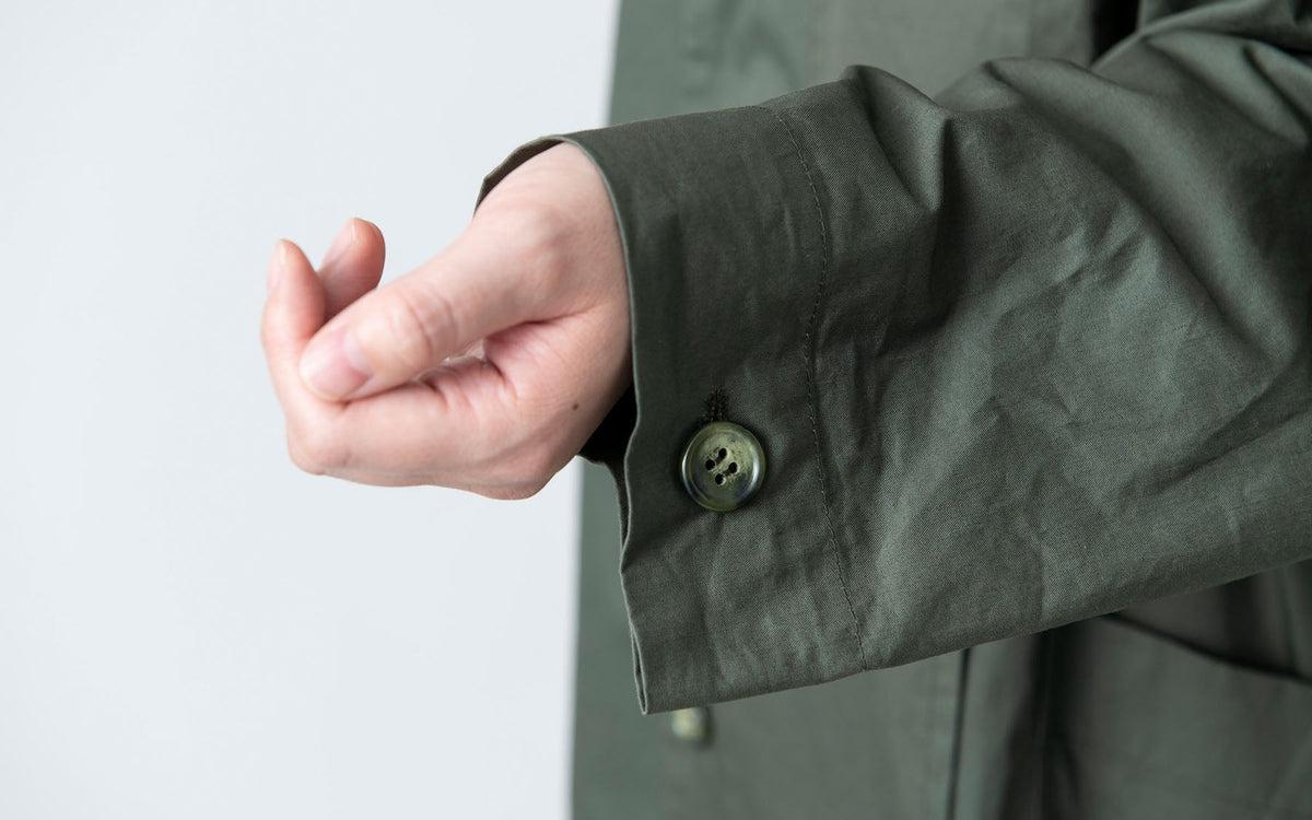 【再入荷】木間服装製作 coat コットンタイプライター khaki｜unisex freesize