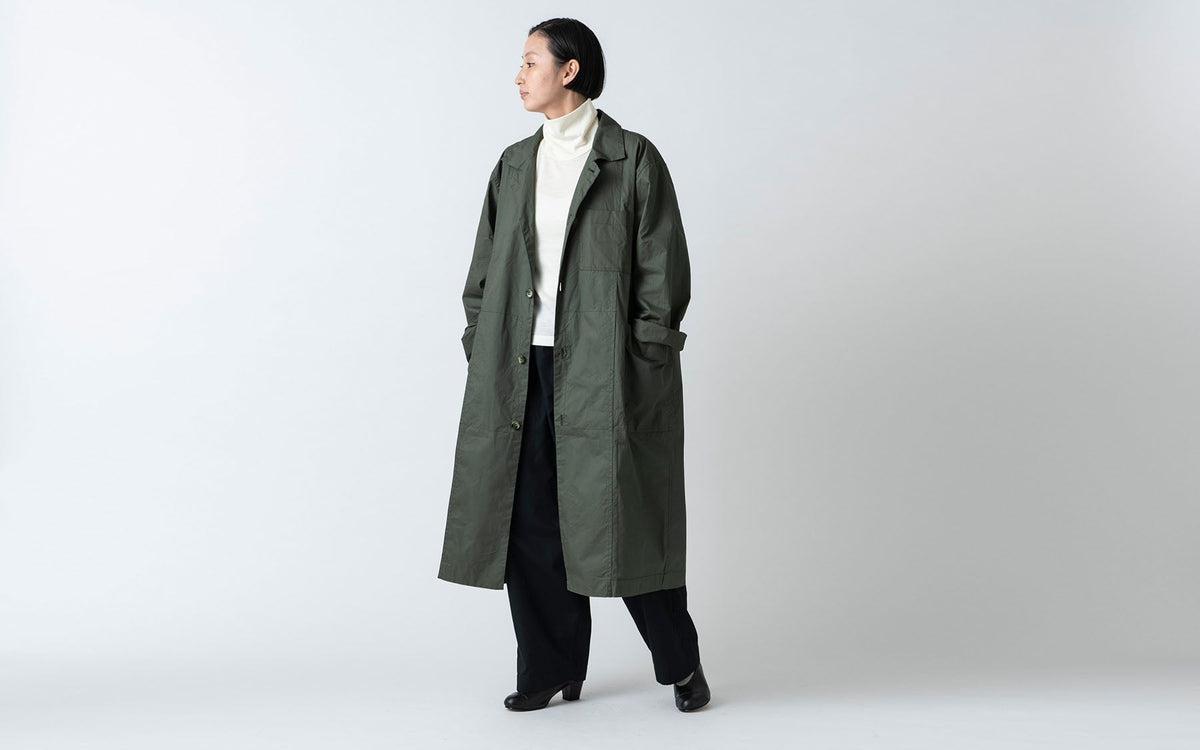 【再入荷】木間服装製作 coat コットンタイプライター khaki｜unisex freesize