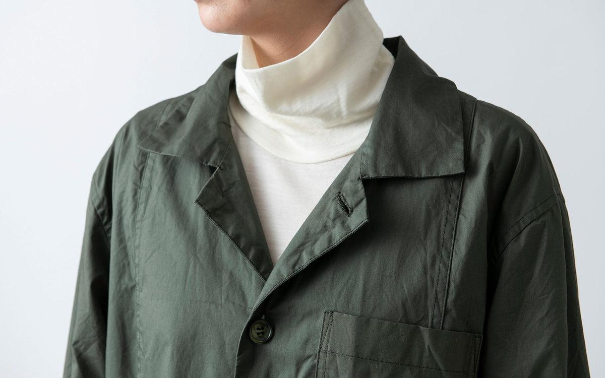 【再入荷】木間服装製作 coat コットンタイプライター khaki｜unisex freesize