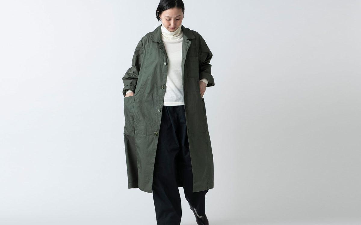 【再入荷】木間服装製作 coat コットンタイプライター khaki｜unisex freesize