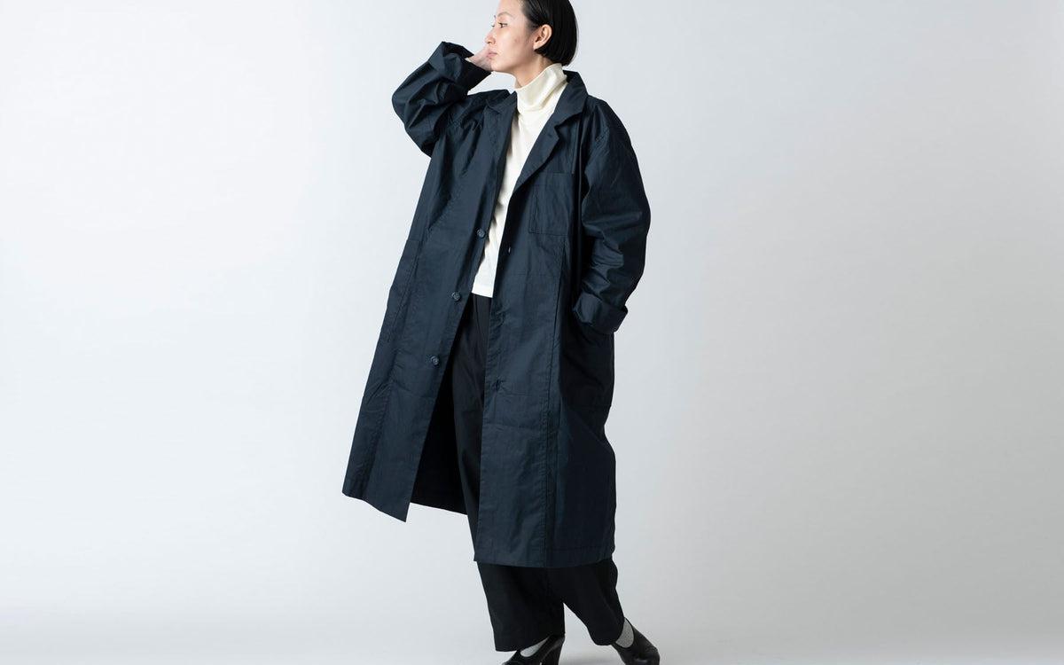 【再入荷】木間服装製作 coat コットンタイプライター navy｜unisex freesize