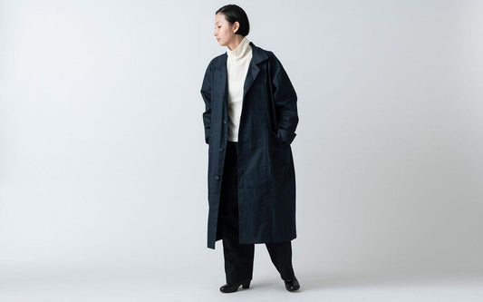 【再入荷】木間服装製作 coat コットンタイプライター navy|unisex freesize