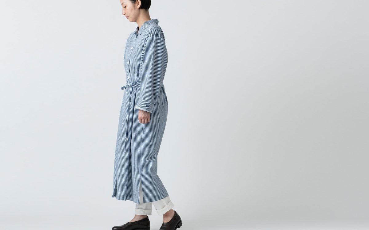 木間服装製作 longshirt flower blue｜unisex freesize