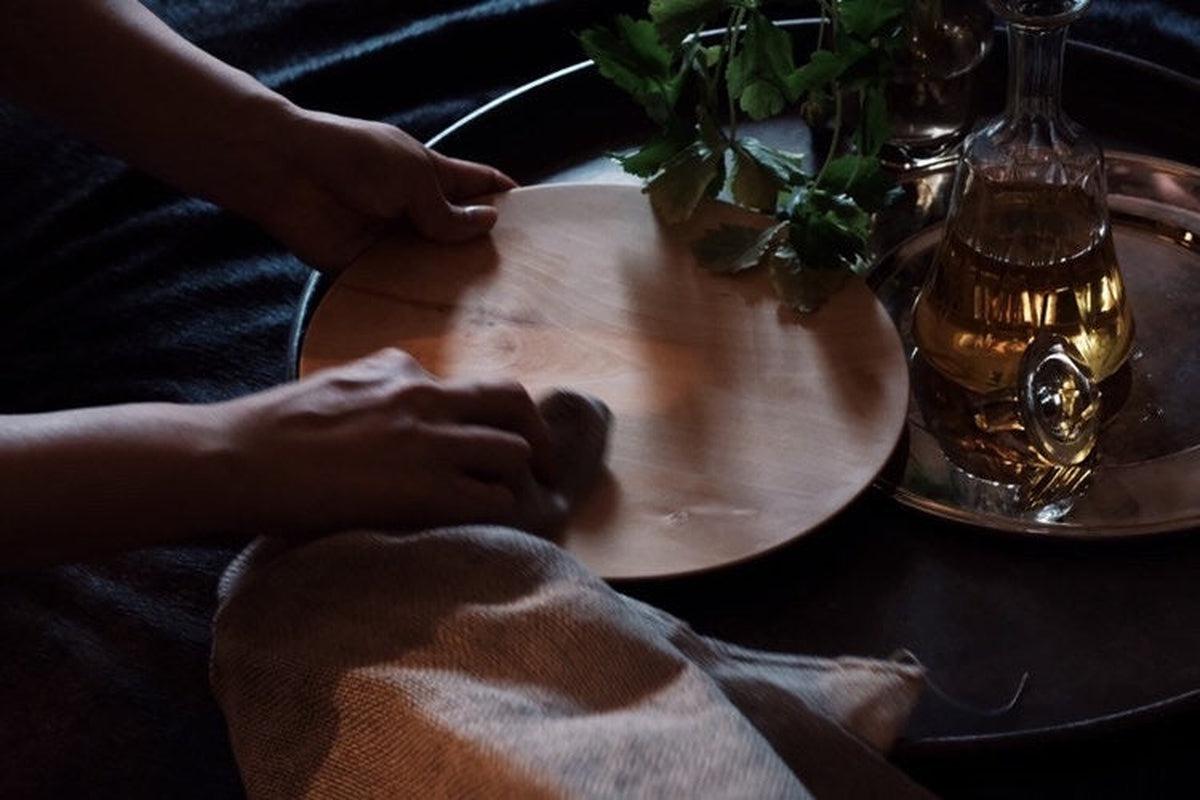 【木目選択可】ろくろ挽きの木皿 栃の木 27cm