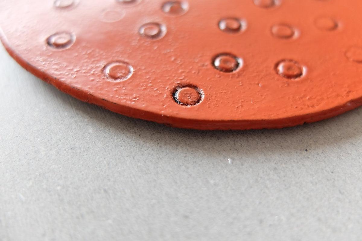 牛革 漆塗コースター 朱×黒