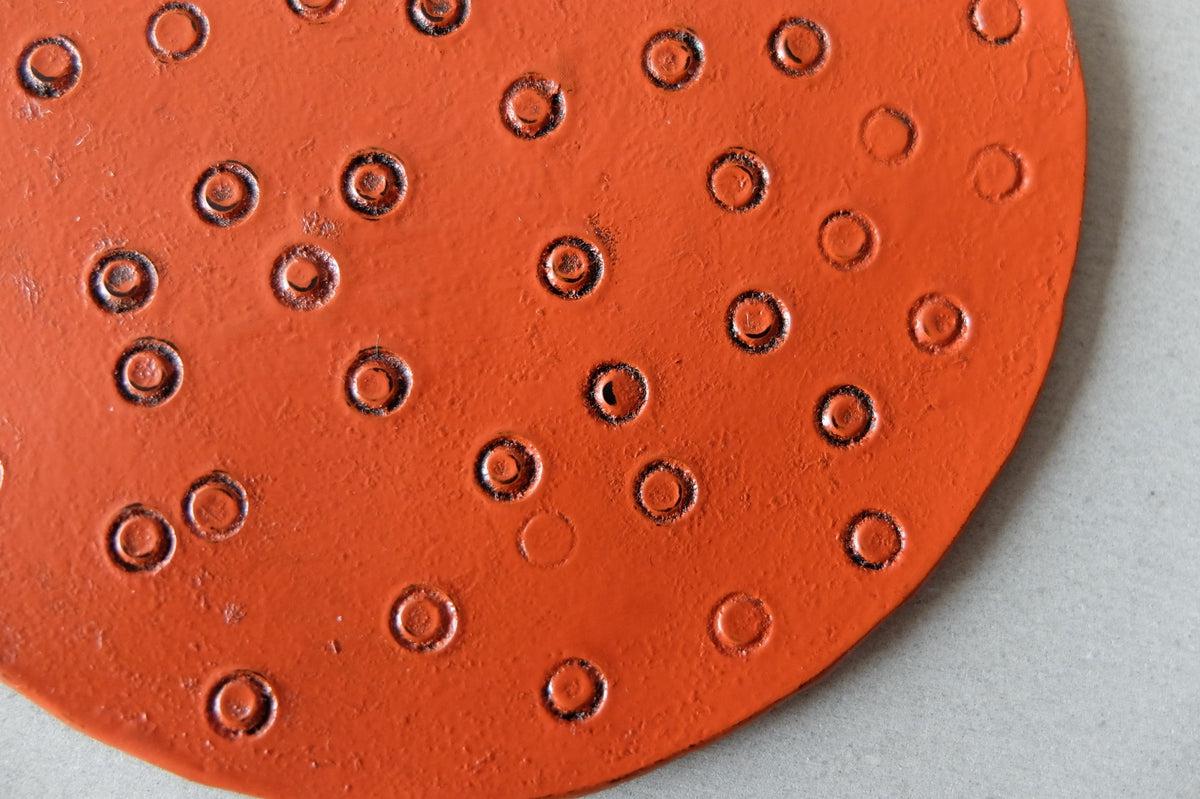 牛革 漆塗コースター 朱×黒