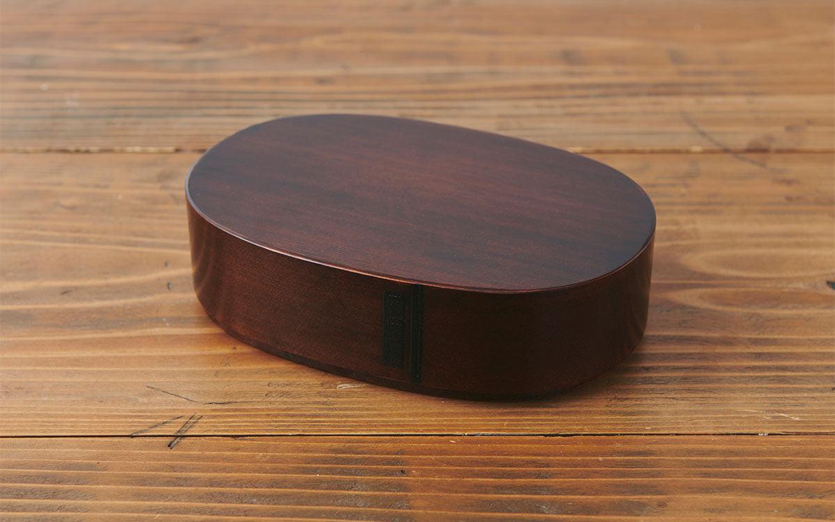 曲げわっぱ 楕円弁当箱（大）拭き漆