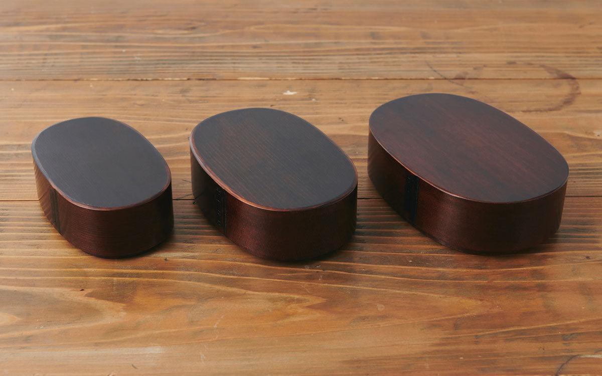 曲げわっぱ 楕円弁当箱（小）拭き漆