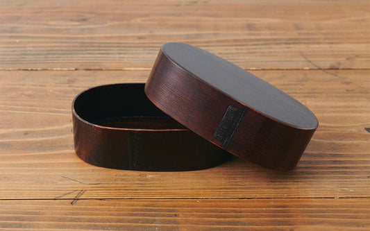 曲げわっぱ 楕円弁当箱（小）拭き漆