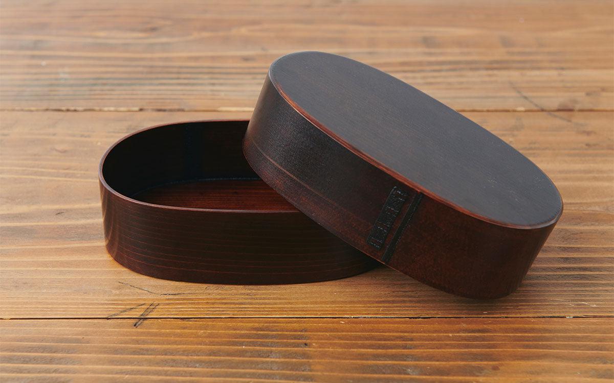 曲げわっぱ 楕円弁当箱（中）拭き漆