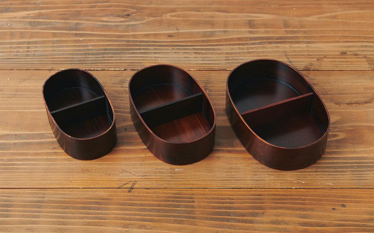 曲げわっぱ 楕円弁当箱（中）拭き漆