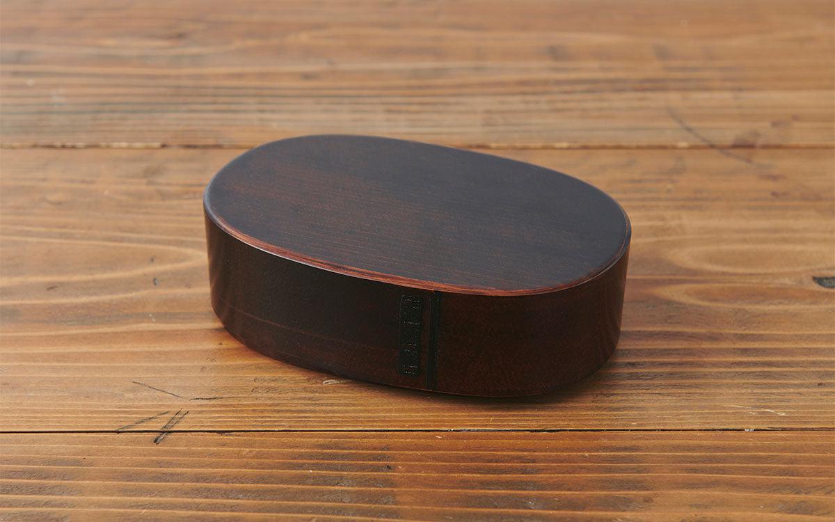 曲げわっぱ 楕円弁当箱（中）拭き漆