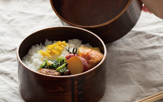 曲げわっぱ 丸弁当箱（中）拭き漆