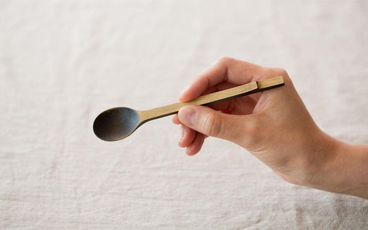 小さな竹のスプーン 拭き漆 黒漆