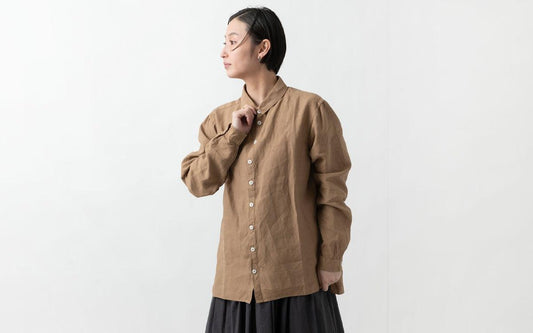 MITTAN / 大麻シャツ2 高密度 胡桃 SH-109C / unisex