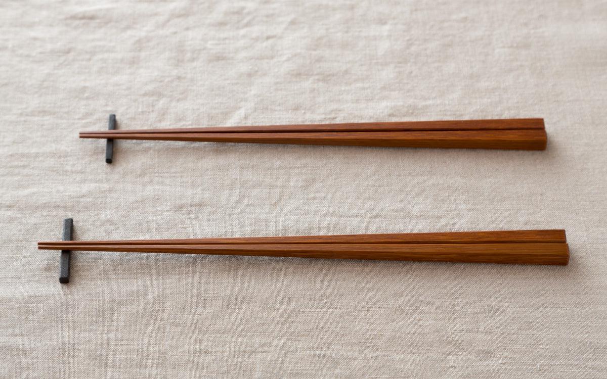 竹箸 燻し煤竹 拭き漆 ＜22.5cm・24cm＞