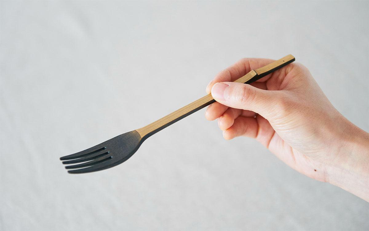 竹のフォーク 拭き漆 黒漆