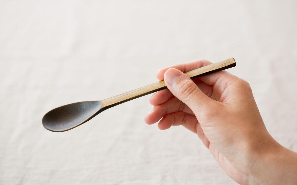 竹のスプーン 拭き漆 黒
