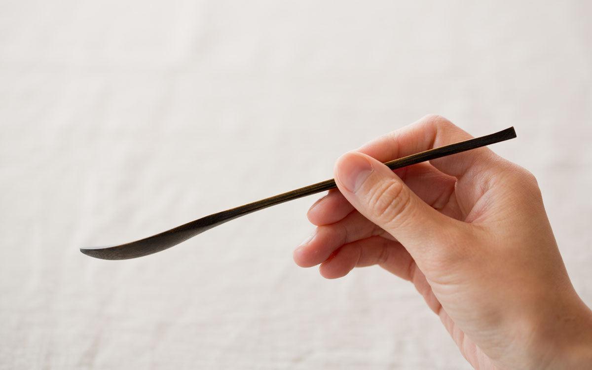 竹のスプーン 拭き漆 黒