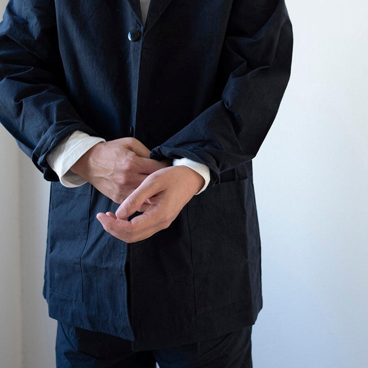 バフクロス オーバーサイズジャケット ブラックネイビー｜unisex 3 size