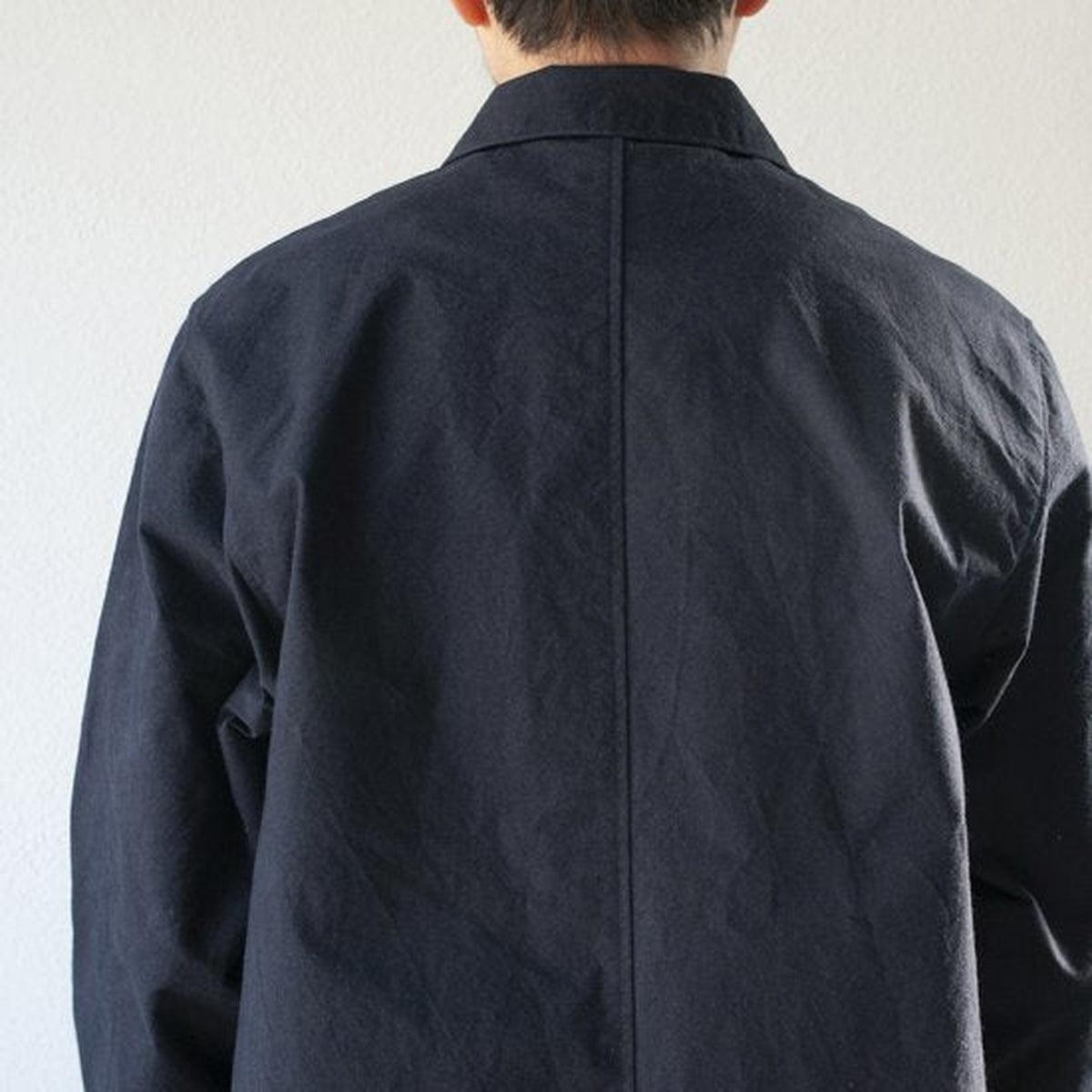 バフクロス ロングジャケット ブラックネイビー｜unisex 2 size