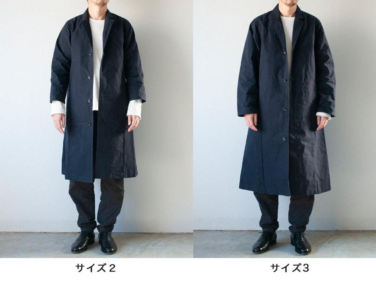バフクロス ロングジャケット ブラックネイビー｜unisex 2 size