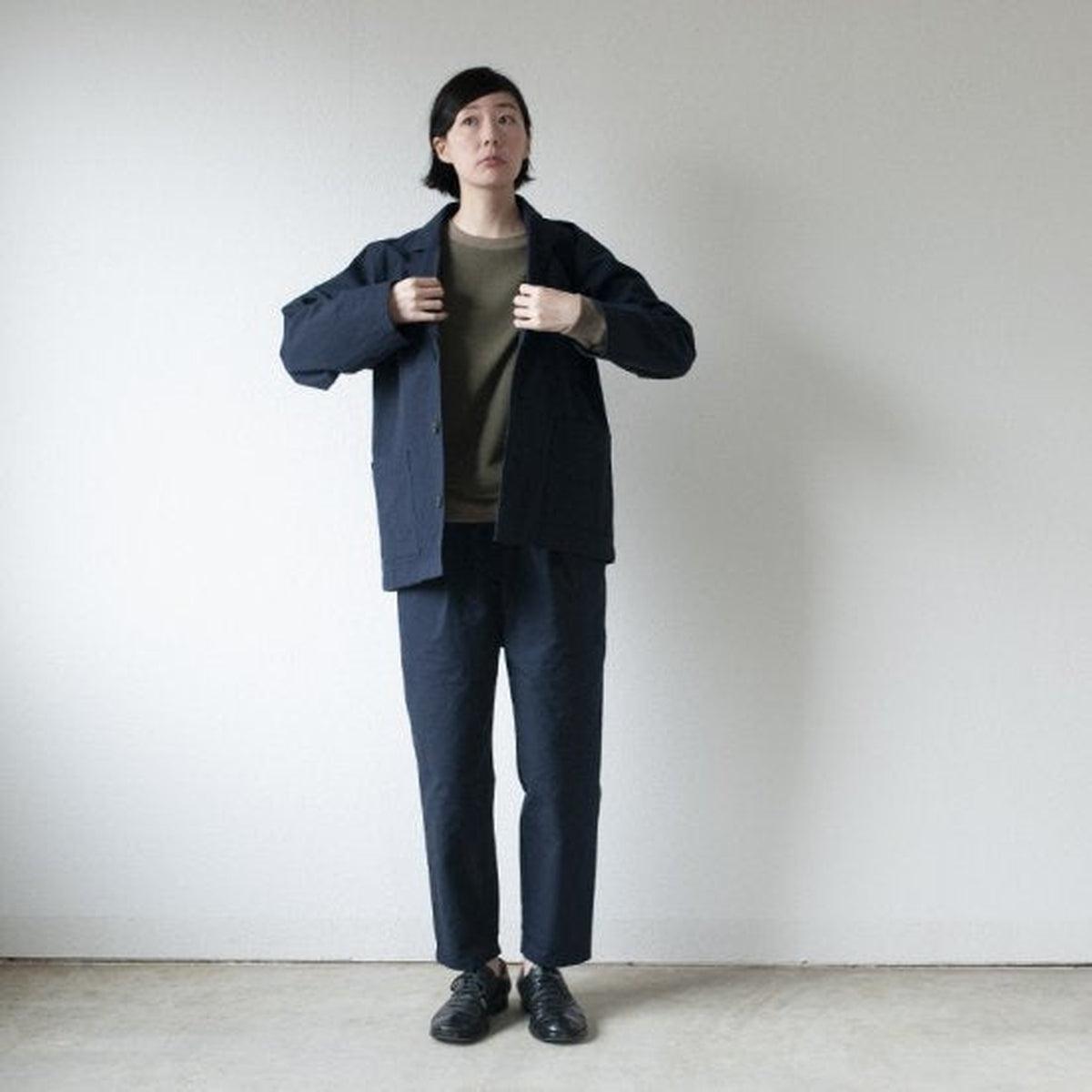 バフクロス ワイドパンツ ブラックネイビー｜unisex 3 size