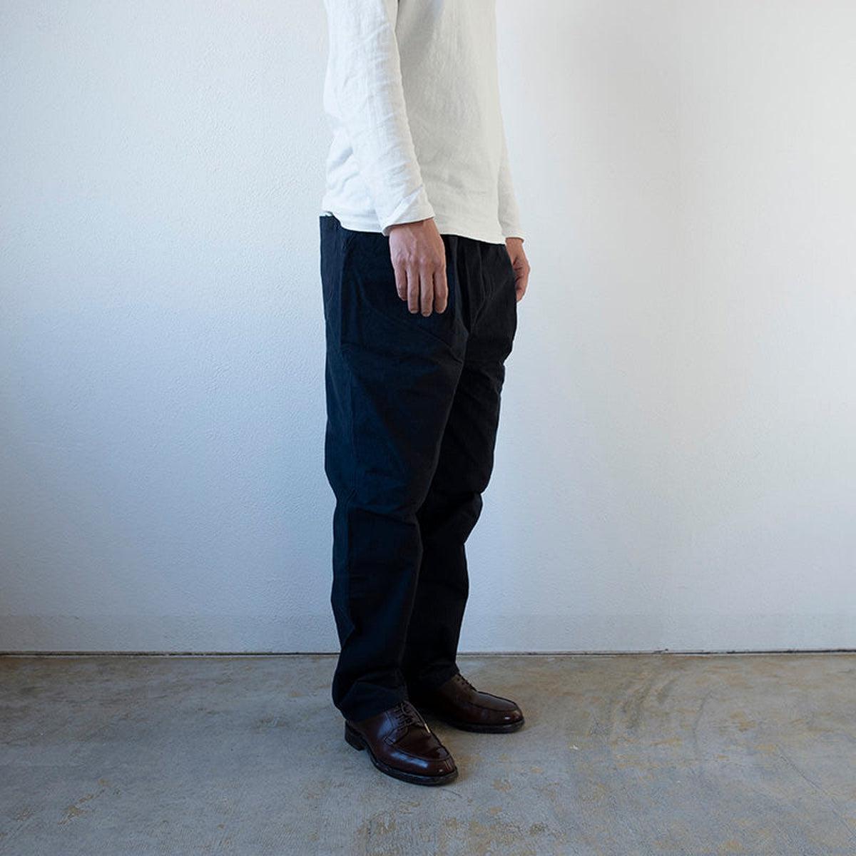 バフクロス ワイドパンツ ブラックネイビー｜unisex 3 size