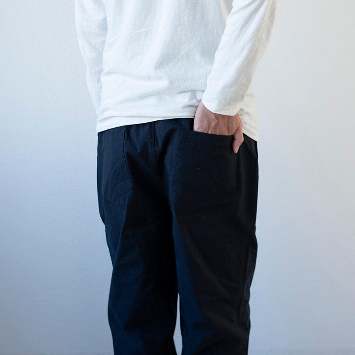 バフクロス ワイドパンツ ブラックネイビー｜unisex 3 size