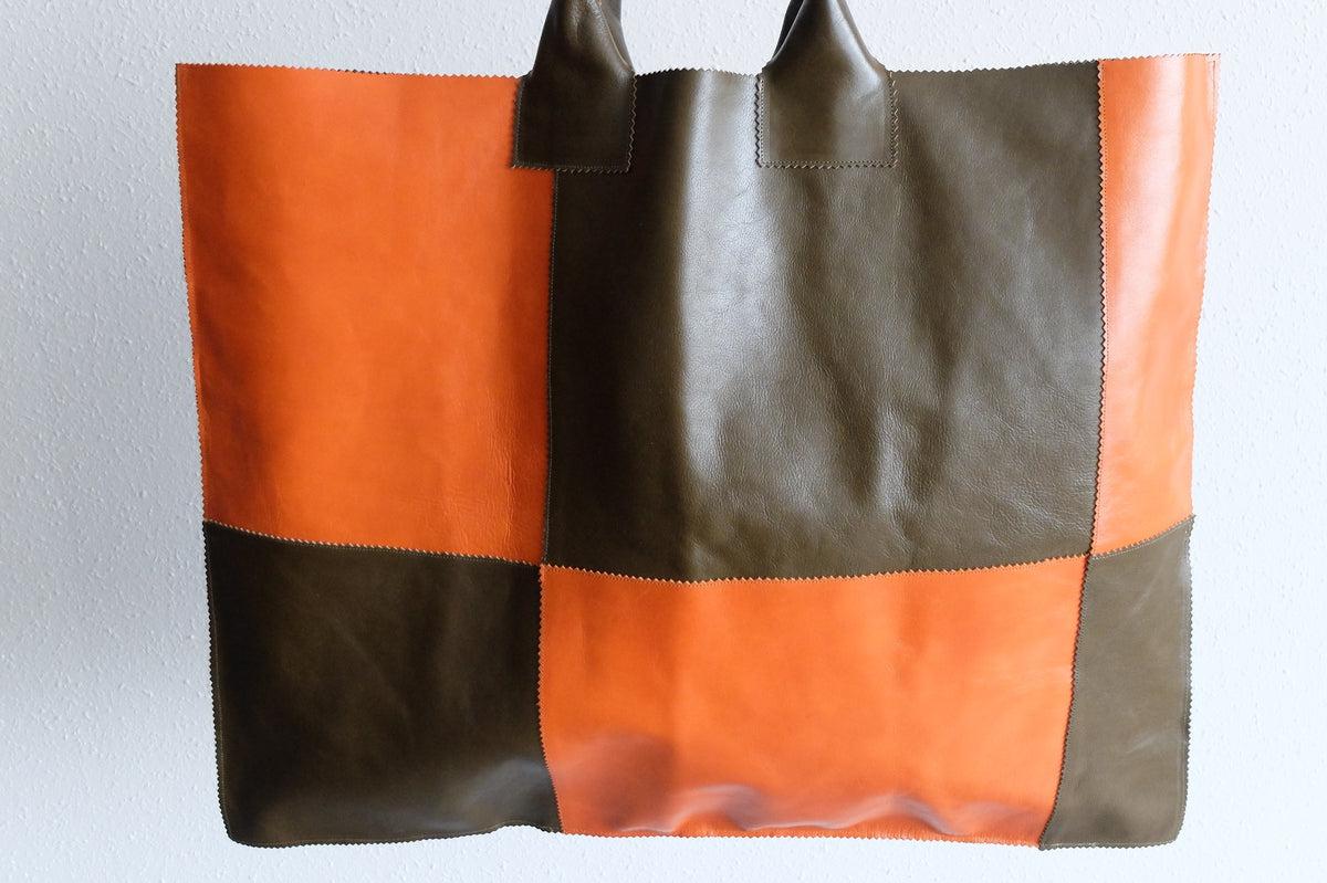 ビッグレザートートバッグ パッチワーク（B）