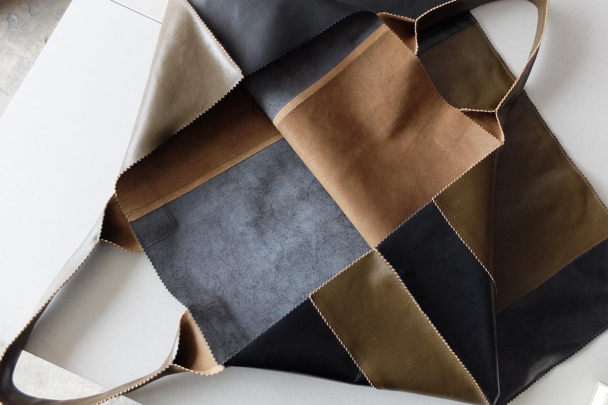 ビッグレザートートバッグ パッチワーク（D）