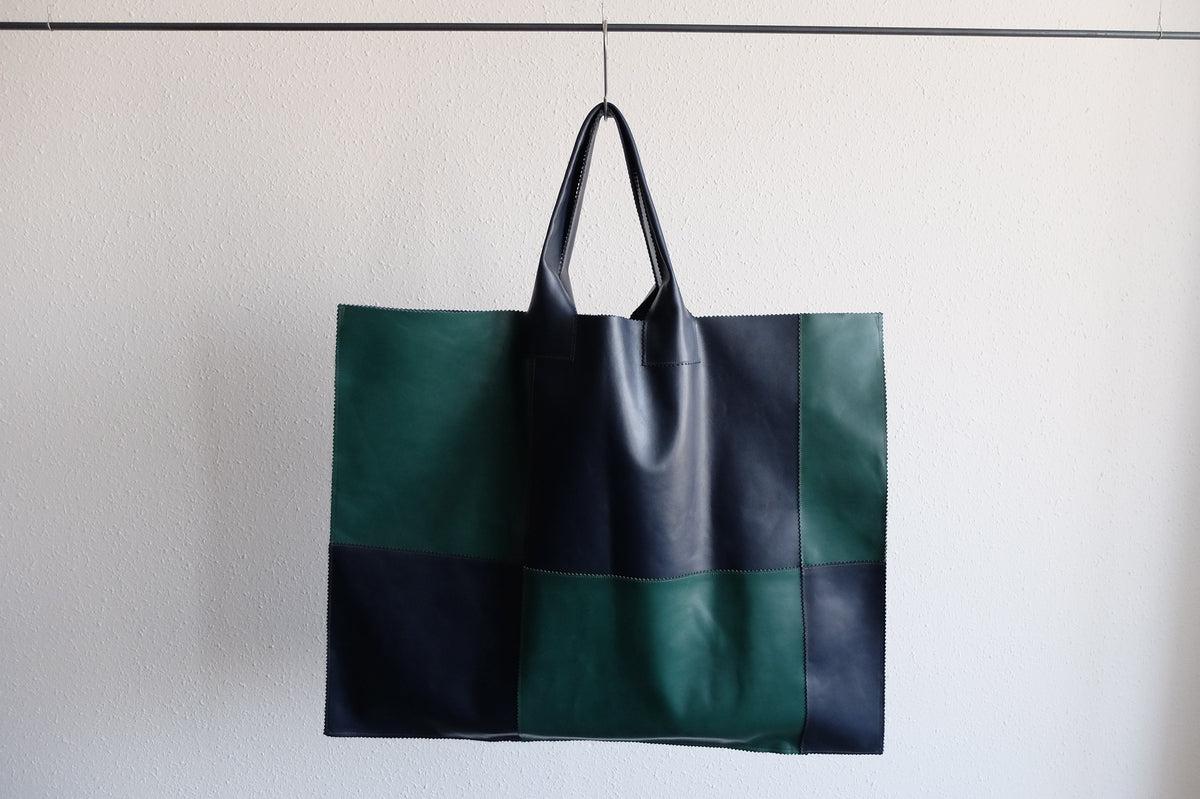 ビッグレザートートバッグ パッチワーク（E）