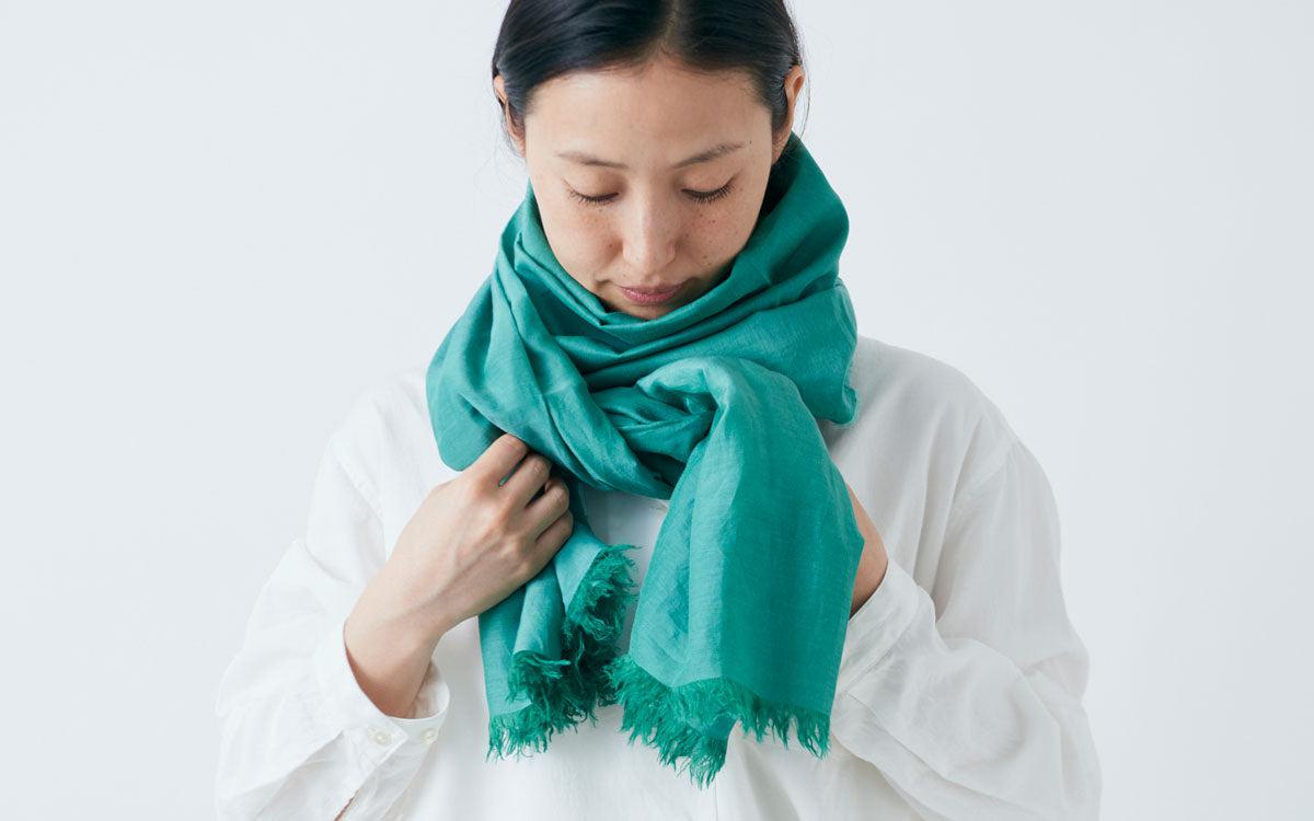 enrica cottonsilk scarf｜logwood-black