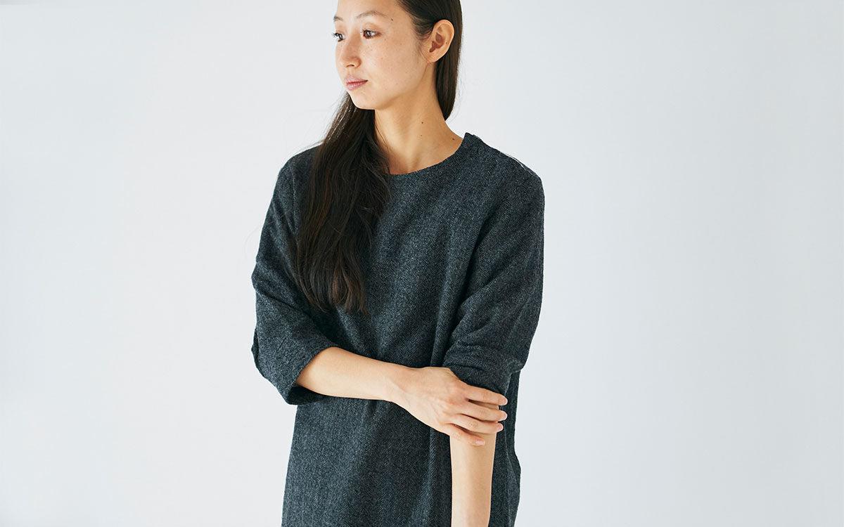 enrica herringbone dress｜black