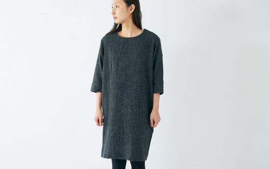 enrica herringbone dress｜black