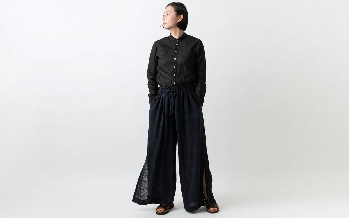 enrica linenknit pants｜black