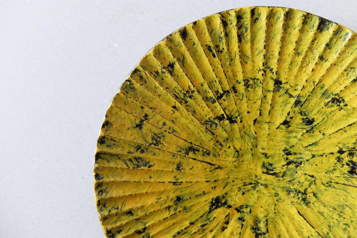 ハツリ小皿 タモ｜漆塗り 黄×黒