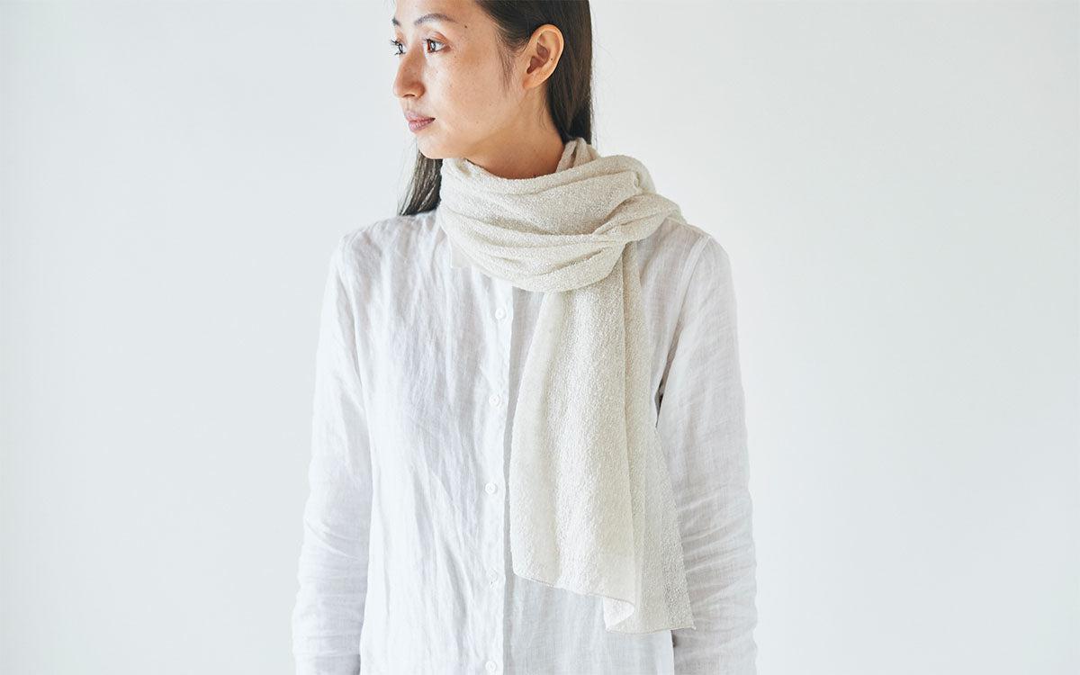 モヘアリネン ニットストール｜スノーホワイト