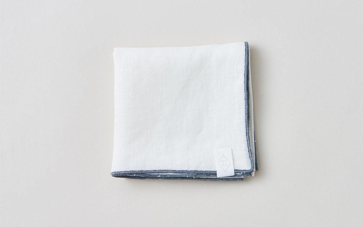 リネンハンカチ ホワイト×レッド