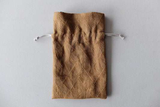 リネンヘリンボーン 巾着袋 M|ライトブラウン