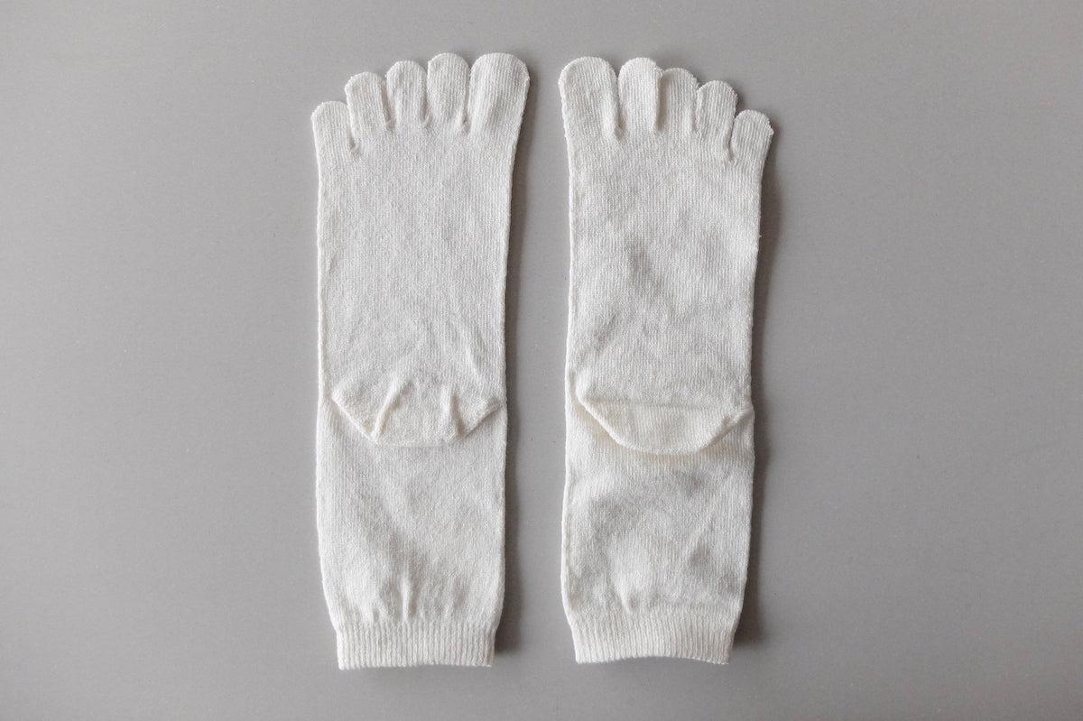 リネンキュプラ 5本指ソックス｜22-24cm｜オフホワイト