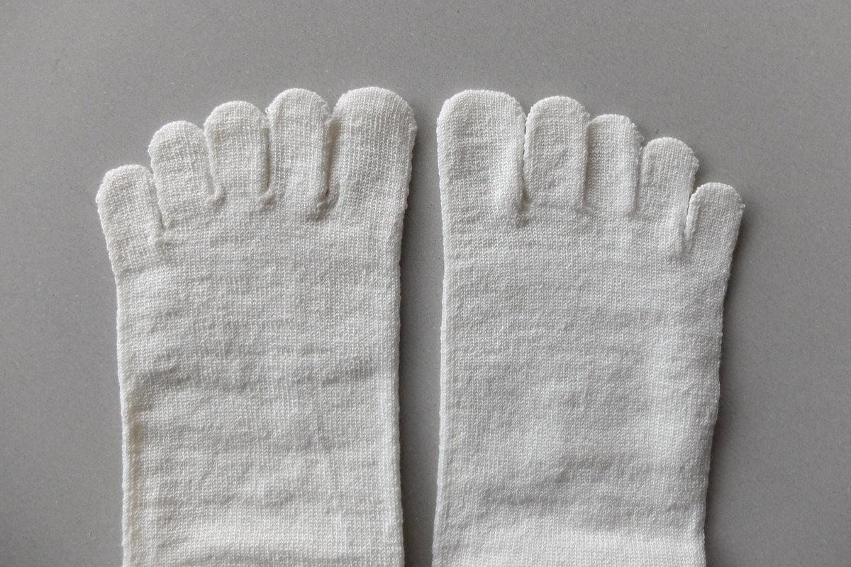 リネンキュプラ 5本指ソックス｜25-27cm｜オフホワイト