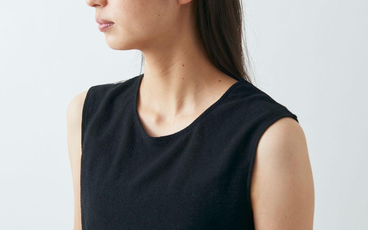 リネンコットンアンダーウェア ノースリーブ｜レディース｜ブラック