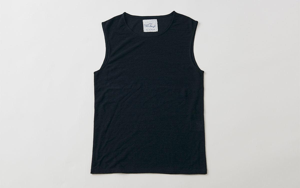 リネンコットンアンダーウェア ノースリーブ｜レディース｜ブラック