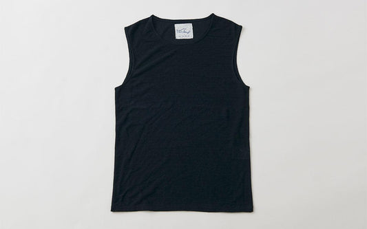 リネンコットンアンダーウェア ノースリーブ｜レディース｜ブラック