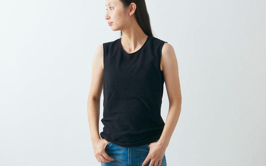 リネンコットンアンダーウェア ノースリーブ｜レディース｜ホワイト