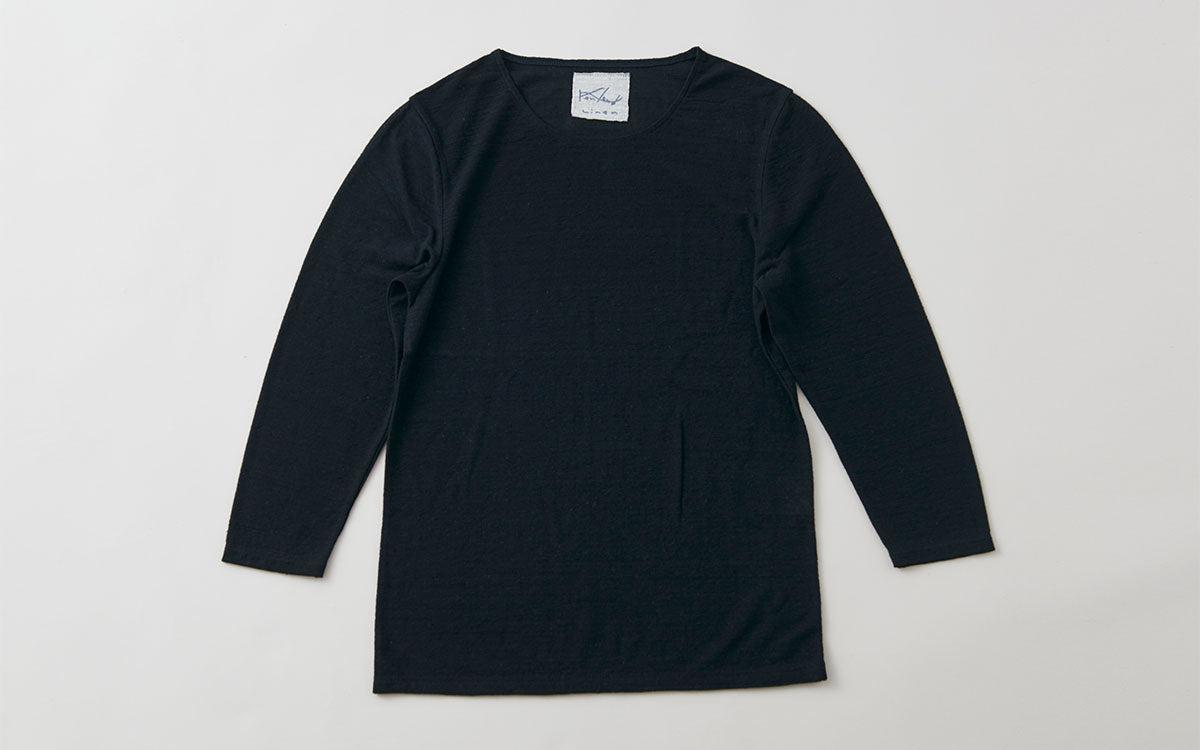 リネンコットンアンダーウェア7分袖｜レディース｜ブラック